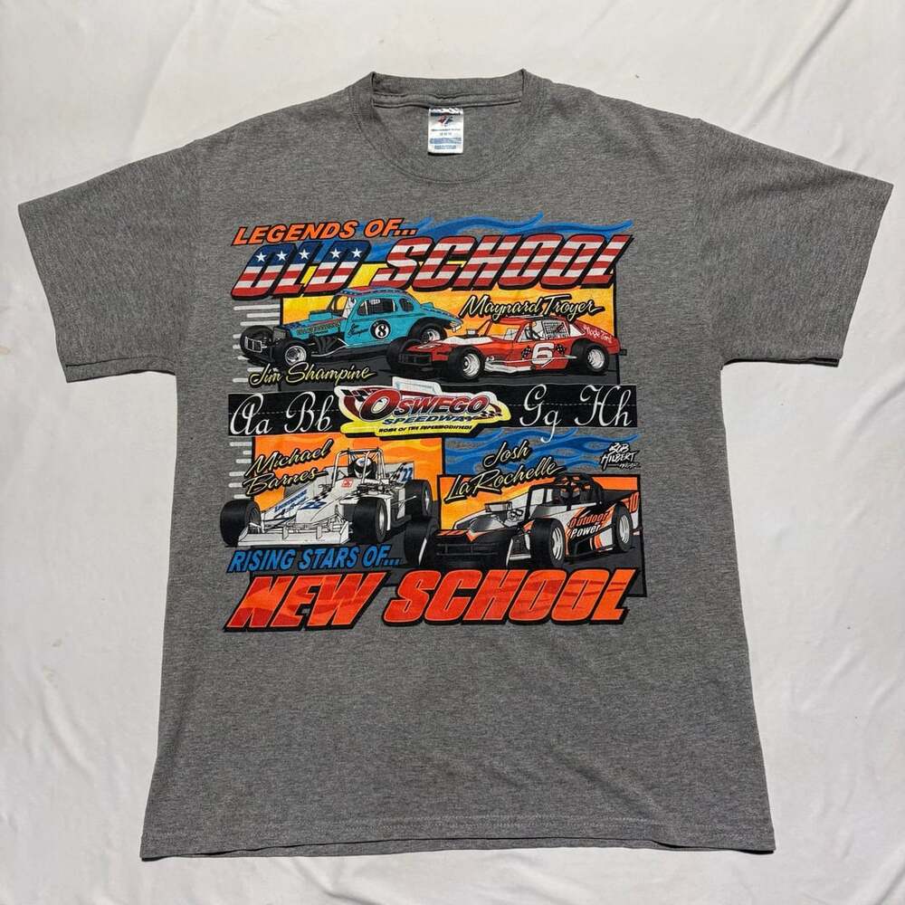 2007 Oswego Speedway Racing Shirt Mens Medium Budweiser 300 Schedule Gray M